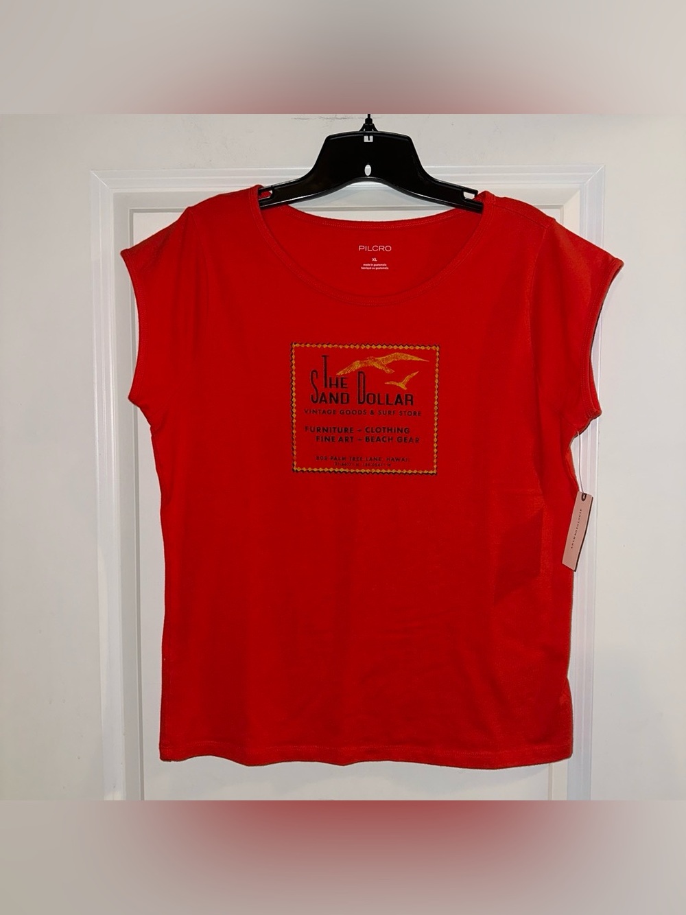 Anthropologie - Pilcro Red Graphic Tee - The Sand Dollar Graphic Logo - NWT